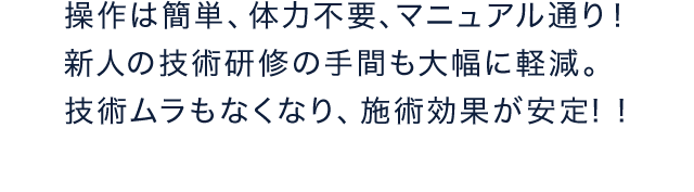 操作は簡単、体力不要、マニュアル通り